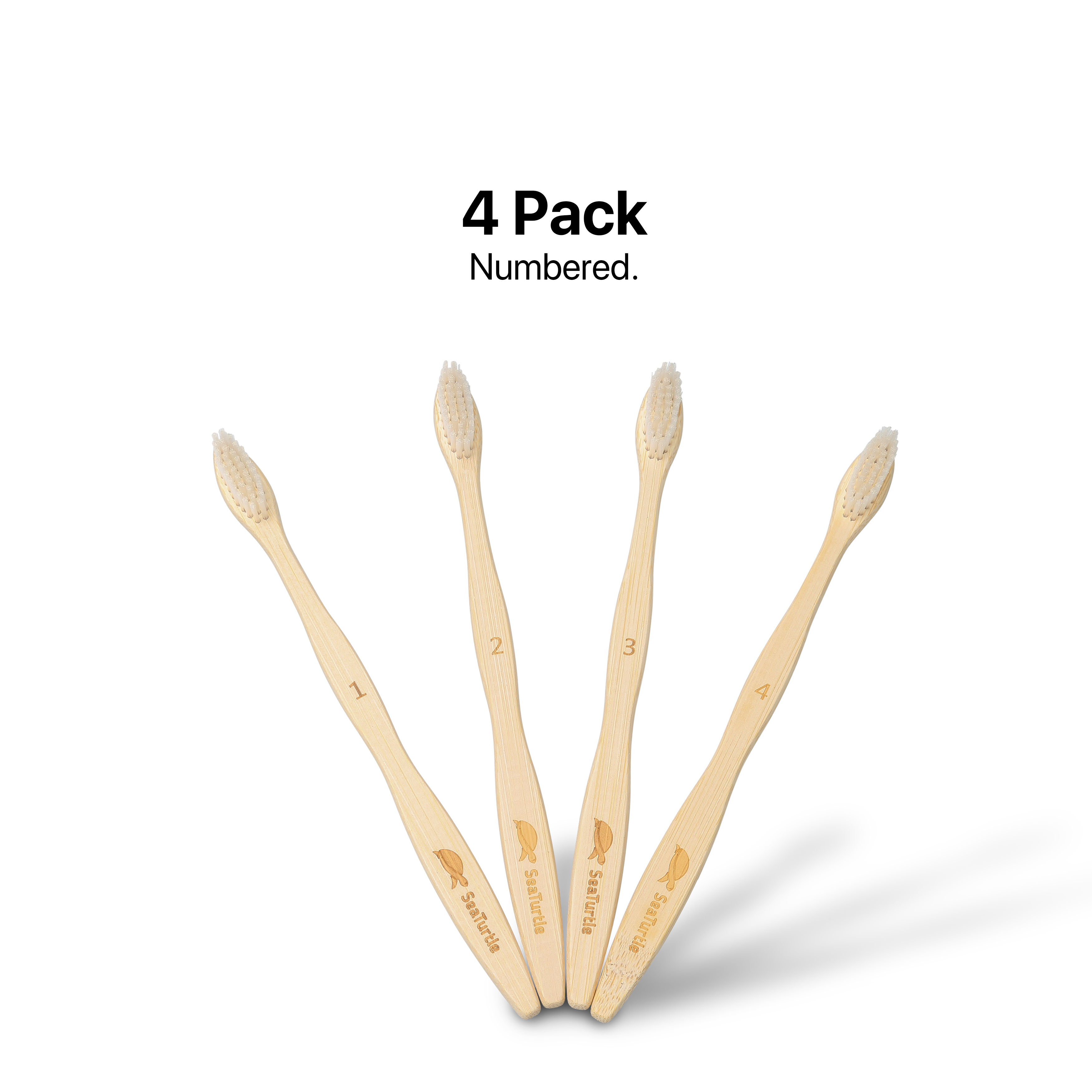 Turtle Tribe Sea Turtle Bamboo Toothbrushes - 4 Pack for Adults
